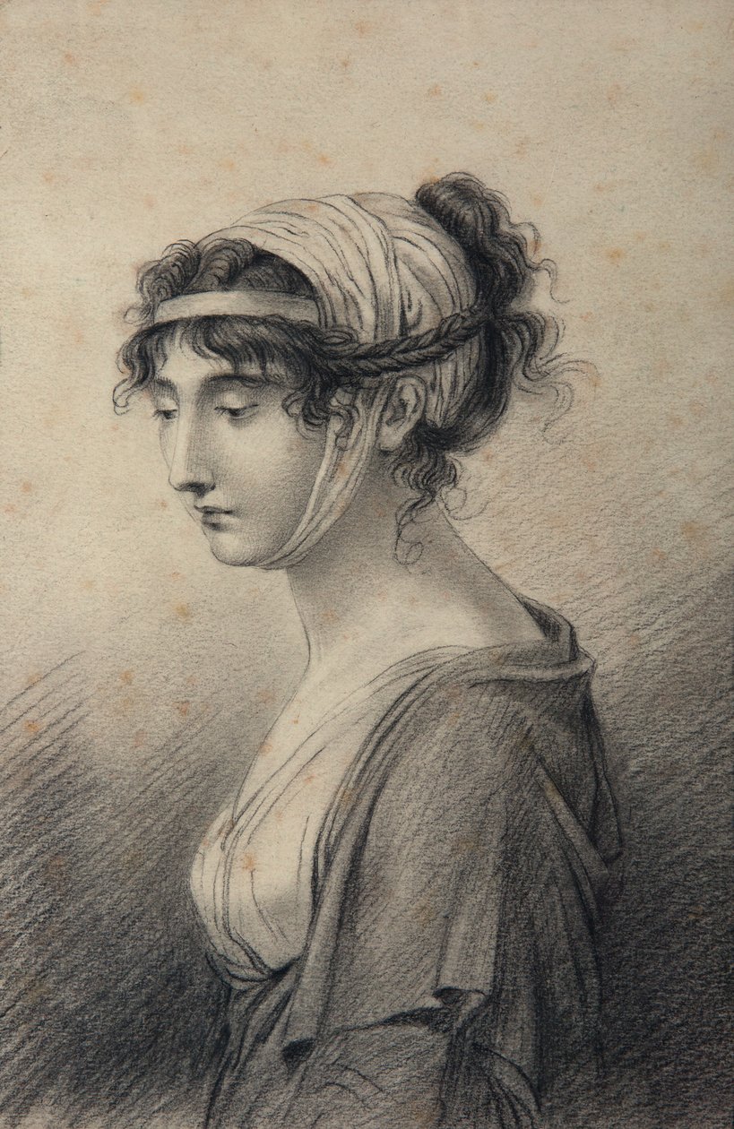 Portrett av Pauline Bonaparte, prinsesse Borghese (svart bly på papir) av Jean Baptiste Joseph Wicar