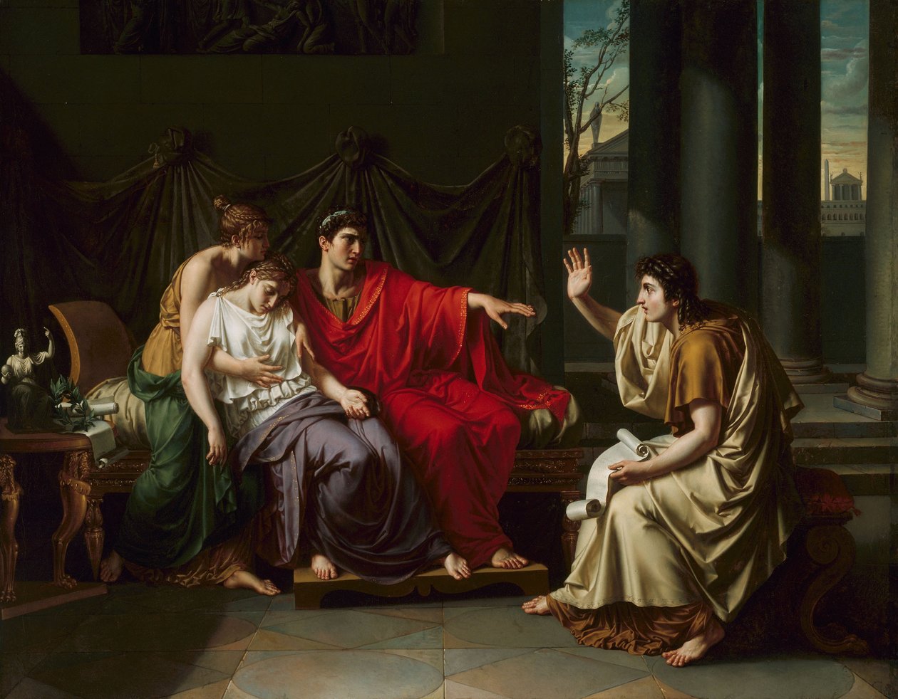 Virgil leser "Aeneiden" for Augustus, Octavia og Livia av Jean Baptiste Joseph Wicar
