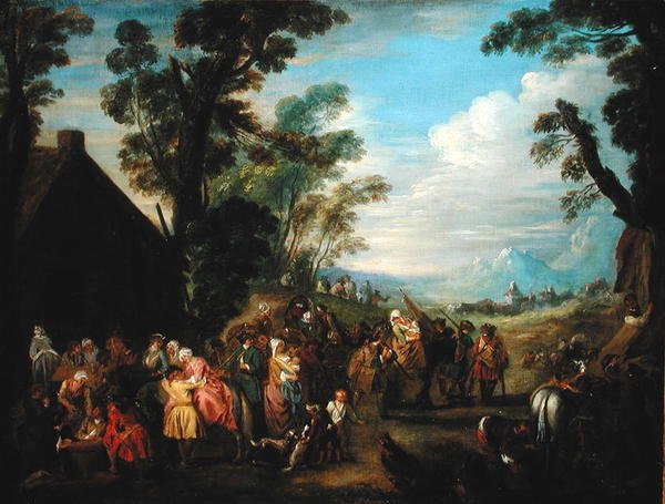 Avreise til krigen av Jean Baptiste Joseph attr. to Pater