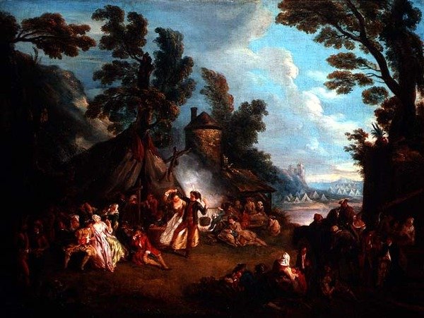 Partiet i Hærens leir av Jean Baptiste Joseph attr. to Pater