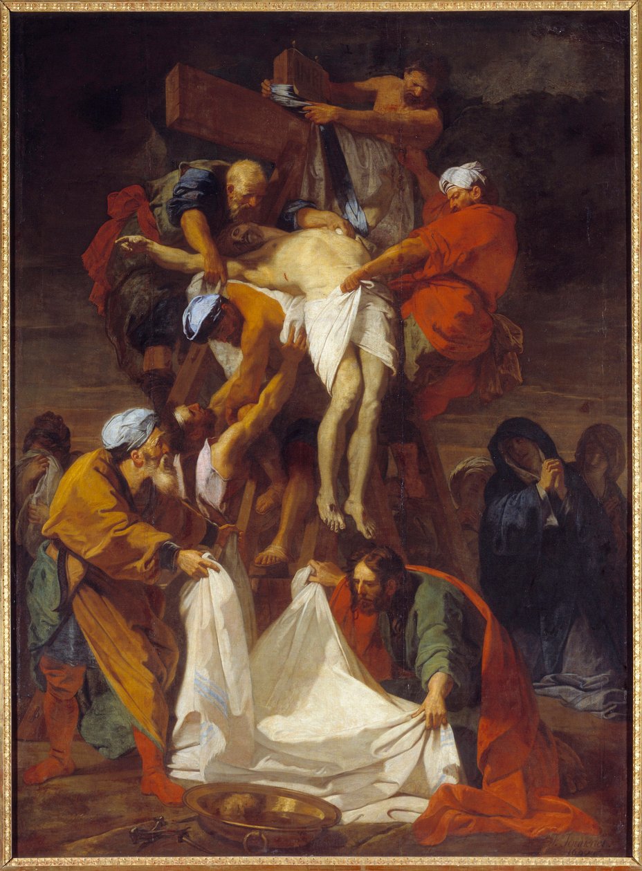 The Descent of the Cross Maleri av Jean Jouvenet (1644-1717) 1697 Søn. 4,24x3,12 m av Jean Baptiste Jouvenet