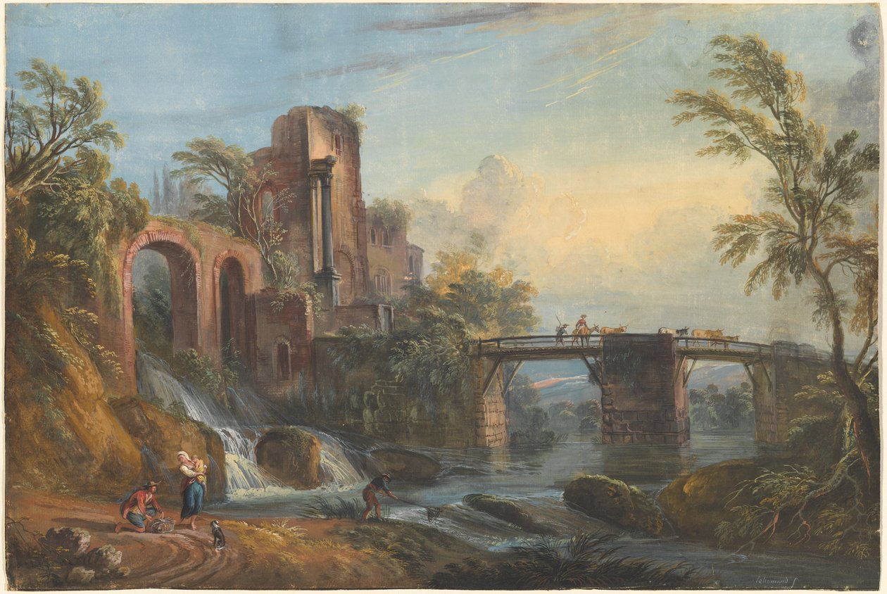 Dawn Landscape med klassiske ruiner av Jean Baptiste Lallemand