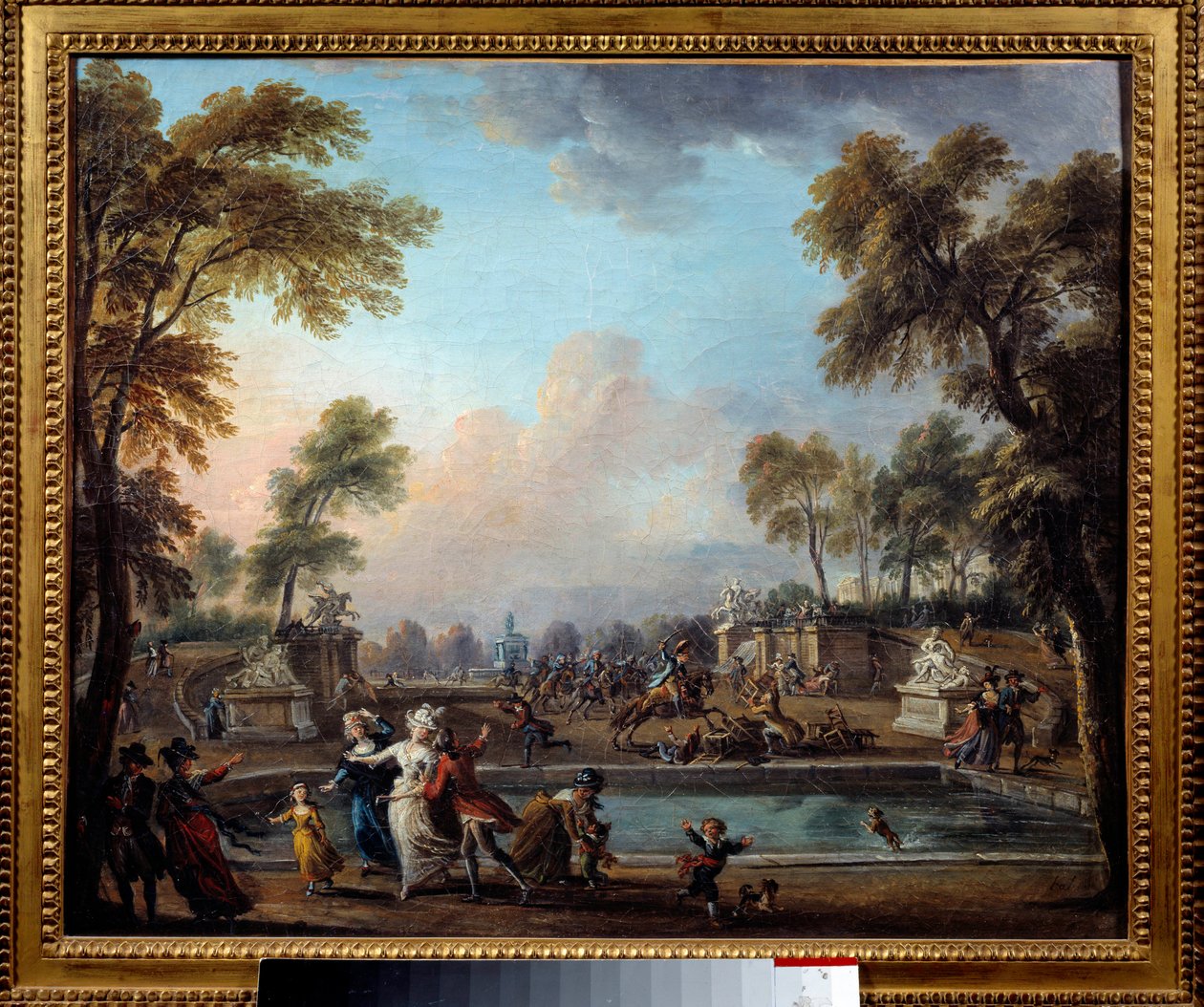 Anklagen mot prinsen av Lambesc i Jardin des Tuileries 12. juli av Jean Baptiste Lallemand