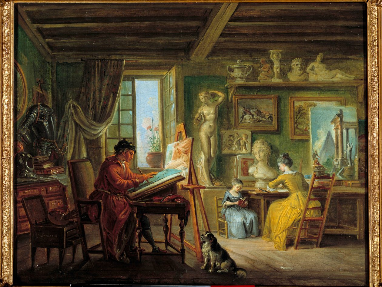 Malerens verksted Maleri av Jean Baptiste Lallemand (1710-1803) 1700-tallets Dijon, Museum of Fine Arts av Jean Baptiste Lallemand