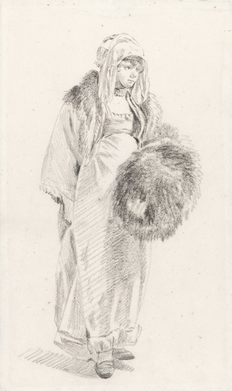 Russisk kvinne med pelsmuff, mellom 1758 og 1761 av Jean Baptiste Le Prince