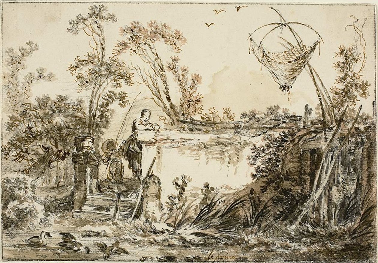 Studie for Frontispice, for Varie Vedute del Gentile av Jean Baptiste Le Prince