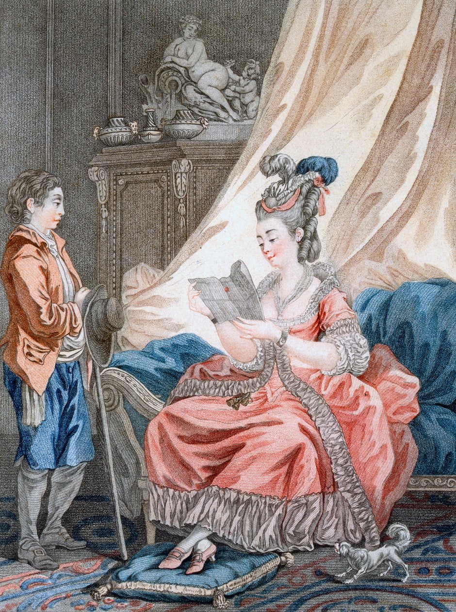 The Welcome News, gravert av L. Marin, pub. Av Vivares, London, ca. 1770-80 av Jean Baptiste Le Prince