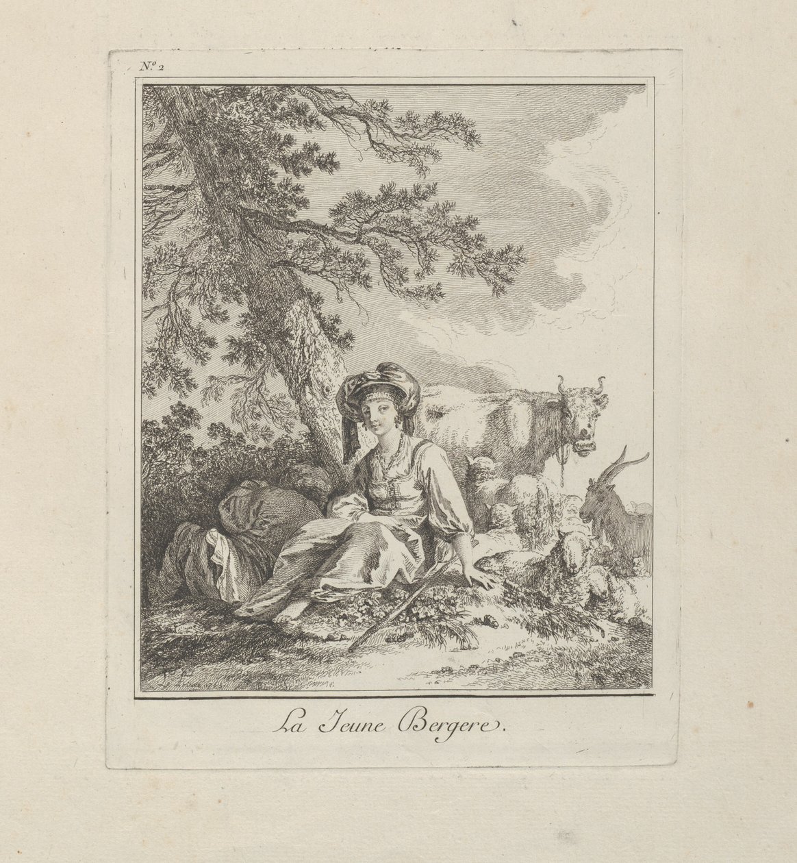 The Young Shepherdess, plate to fra Miscellaneous Clothing of the Northern Peoples av Jean Baptiste Le Prince