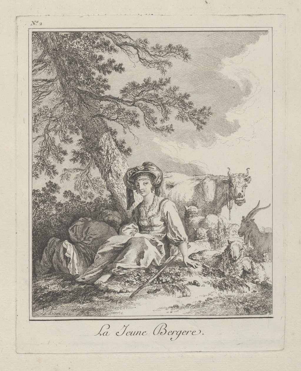 The Young Shepherdess, plate to fra Miscellaneous Clothing of the Peoples of the North, 1765 av Jean Baptiste Le Prince