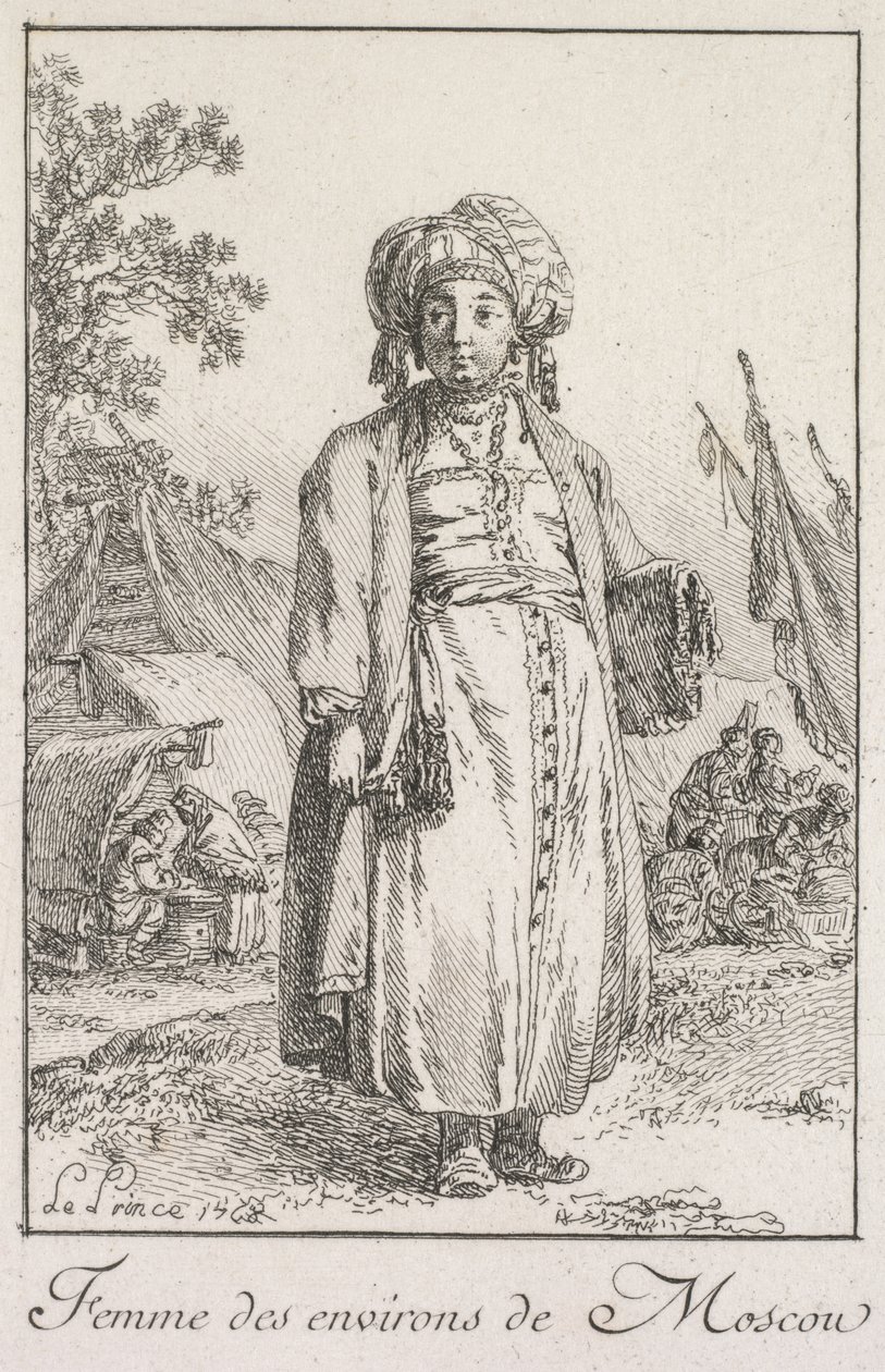 Kvinne fra forstedene til Moskva, 1768. av Jean Baptiste Le Prince