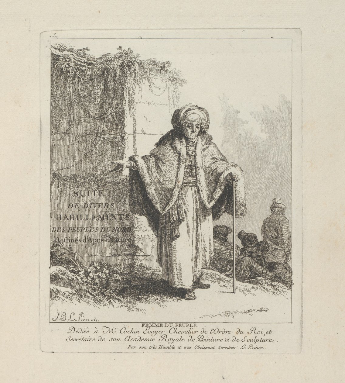 Woman of the People, tallerken en fra Miscellaneous Clothing of the Northern Peoples av Jean Baptiste Le Prince
