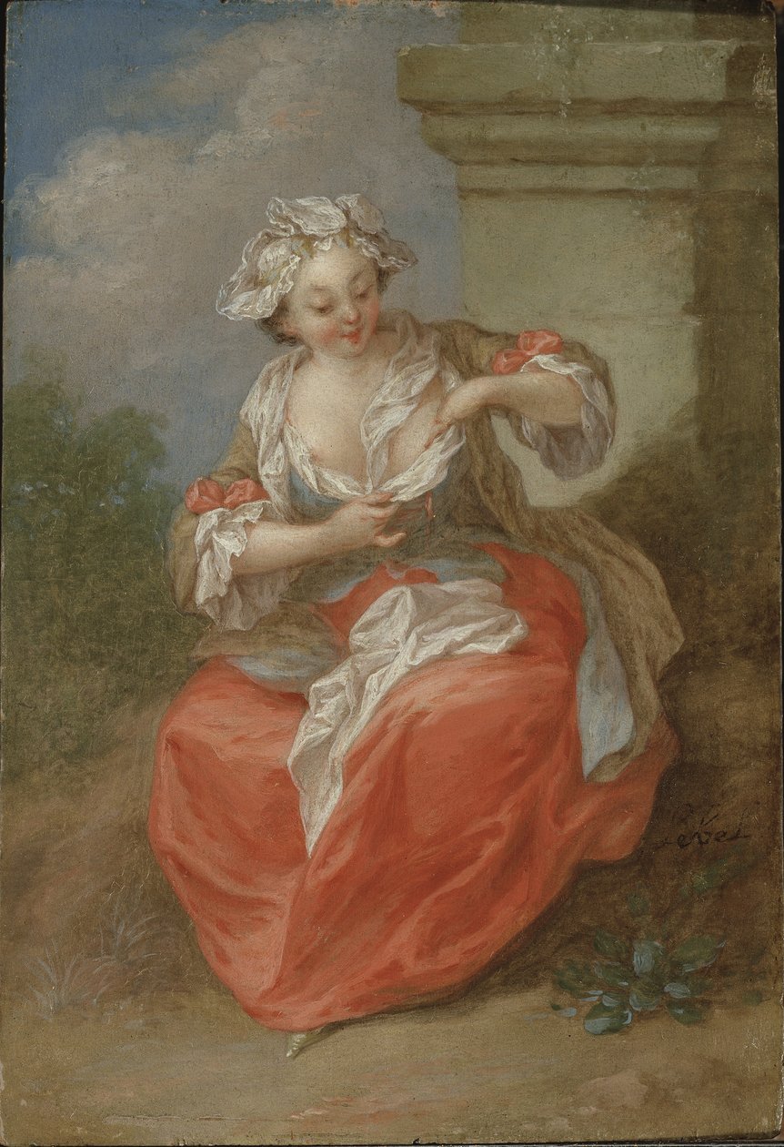 Young Girl Chasing Fleas, ca. 1750 (olje på lerret) av Jean Baptiste Lebel