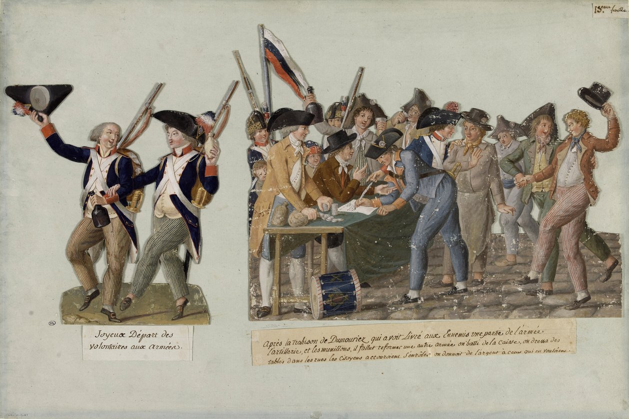 Avgangen til de frivillige for de revolusjonære hærene, ca. 1793. av Jean Baptiste Lesueur