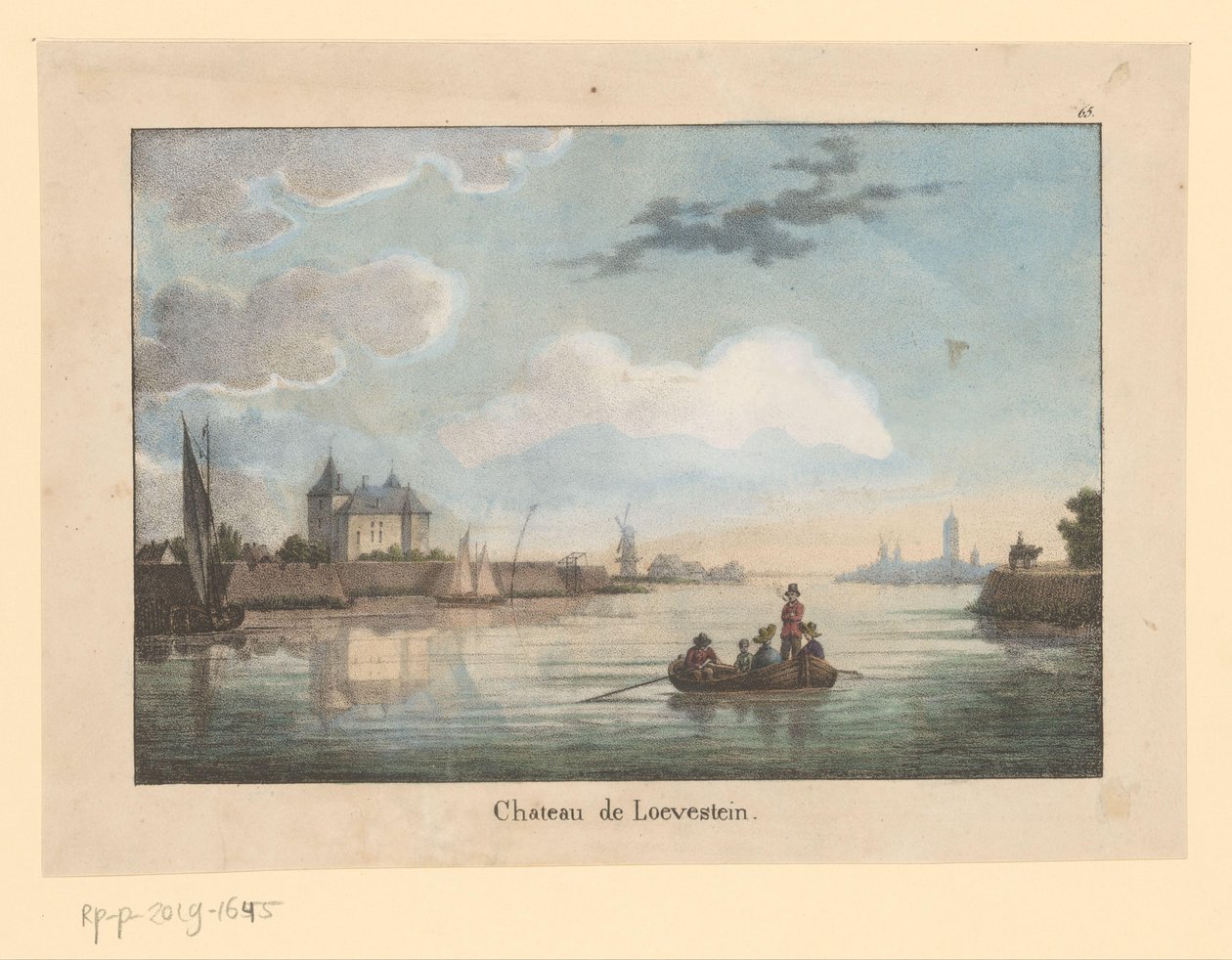 Utsikt over Loevestein slott fra Waal Chateau de Loevestein (tittel på objekt) Reis gjennom Storbritannia av Nederland (serietittel) Voyage pittoresque dans le royaume des Pays Bas (...) (serietittel) av Jean Baptiste Madou (possibly)