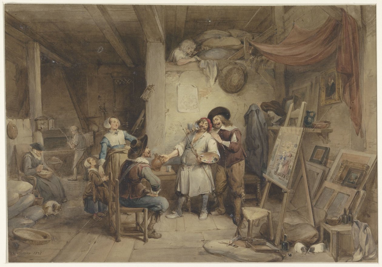 Adriaen Brouwer med sin elev J. van Craesbeek av Jean Baptiste Madou
