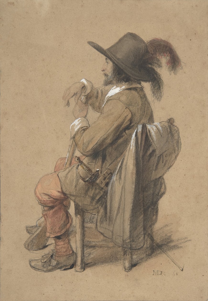 Sittende Cavalier, midten av 1800-tallet. av Jean Baptiste Madou