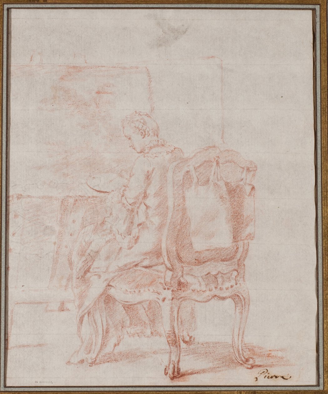 En kvinne som maler et landskap av Jean Baptiste Marie Pierre