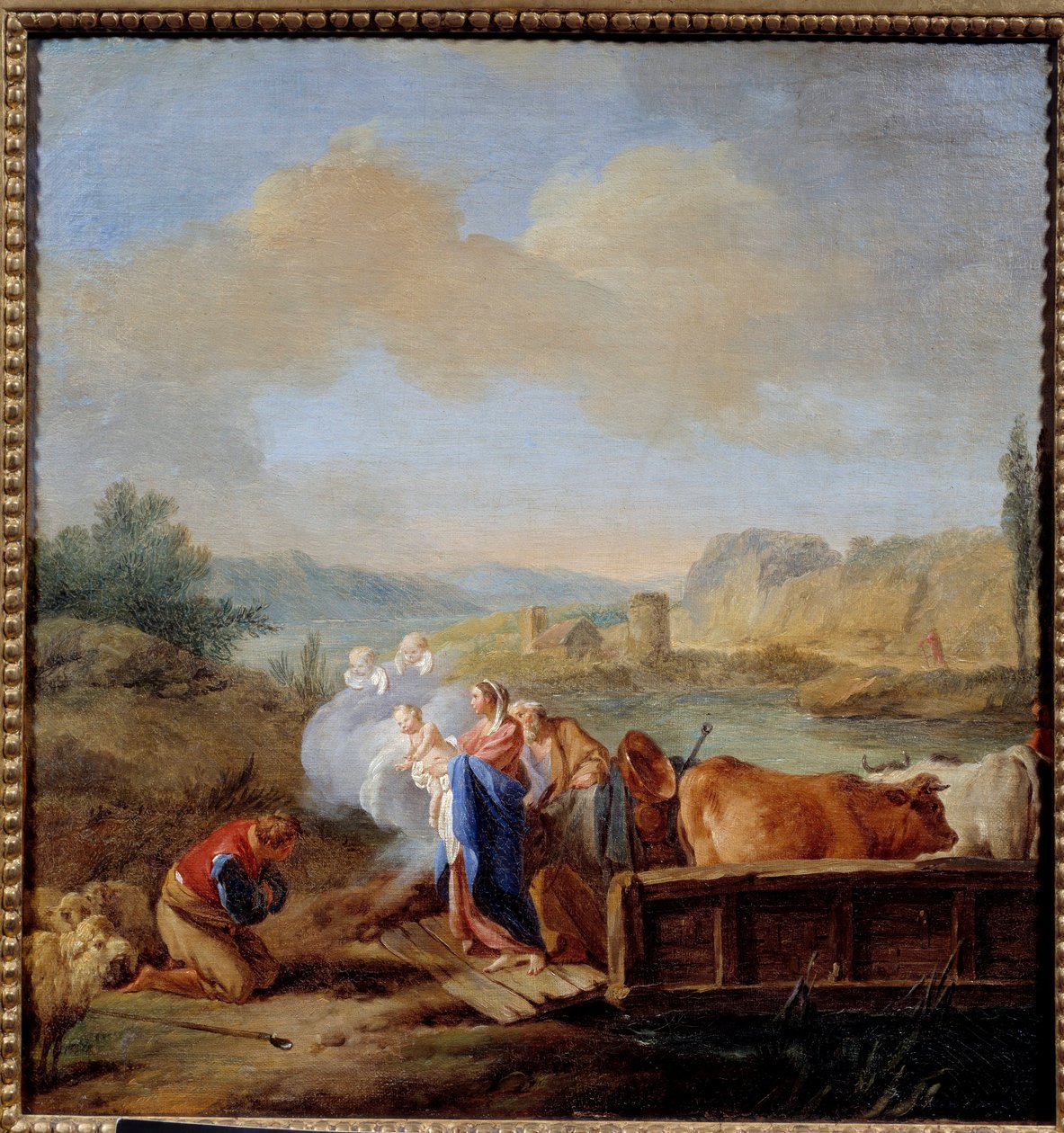 Flukten i Egypt Maleri av Jean Baptiste Pierre (1713-1789) 1700-tallet Søn. 047x0,45 m Rouen, Musee des Beaux Arts av Jean Baptiste Marie Pierre
