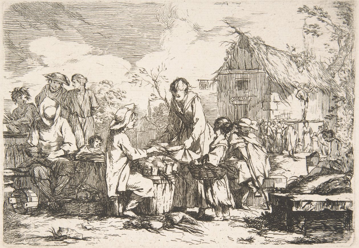 Village Market Place Village Market, 1700-tallet. av Jean Baptiste Marie Pierre