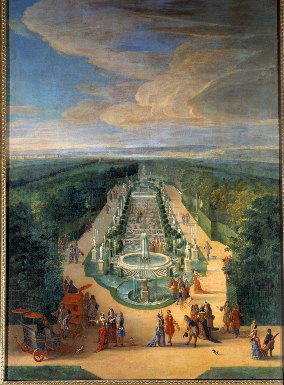 Utsikt over lunden til Galerie des Antiques i hagene til Versailles Maleri av Jean-Baptiste Martin (den eldste) (1659-1735) Rundt 1688 Søn. 2x1,4 m Versailles, musee du chateau av Jean Baptiste Martin