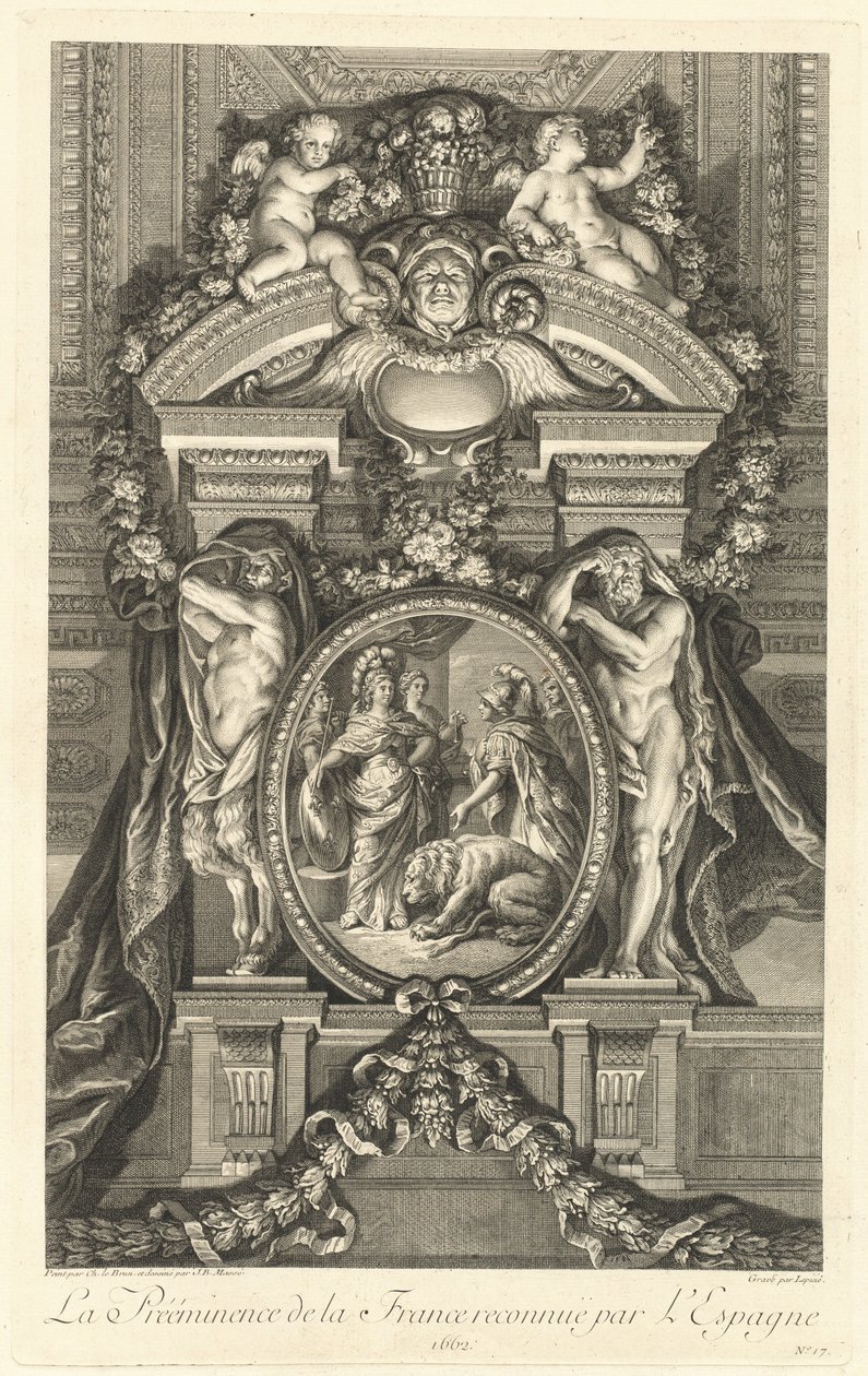 La Prééminence de la France anerkjent av Spania 1662 (The Preeminence of France Recognized by Spain 1662) [pl. 17] av Jean Baptiste Masse