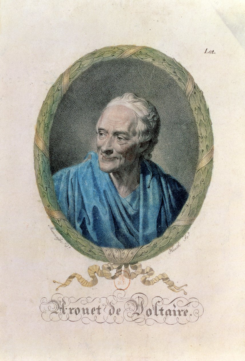 Francois Marie Arouet de Voltaire (1694-1778) gravert av James Heath (1757-1834) av Jean Baptiste Mauzaisse