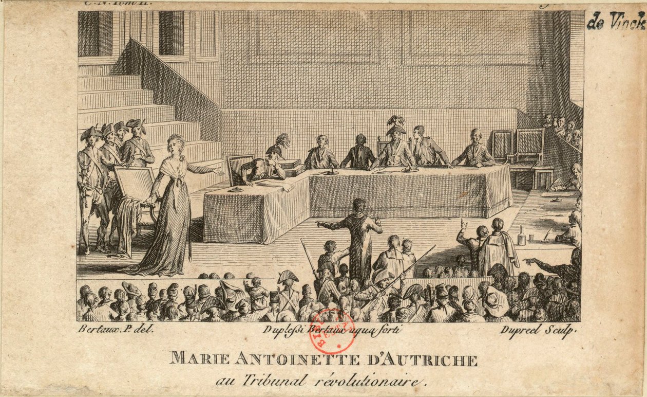 Marie Antoinette ved Revolutionary Tribunal, 1806. av Jean Baptiste Michel Dupréel