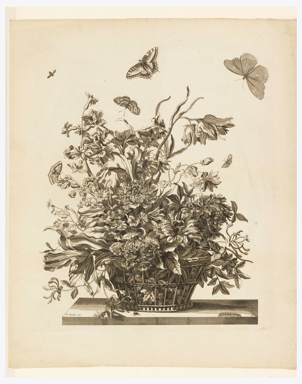 Plate 10, fra sett med blomster i en kurv av Jean Baptiste Monnoyer