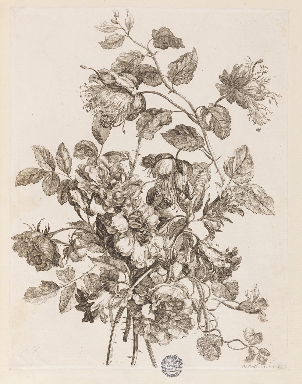 Tallerken fra "The Book of All Kinds of Flowers from Nature" av Jean Baptiste Monnoyer