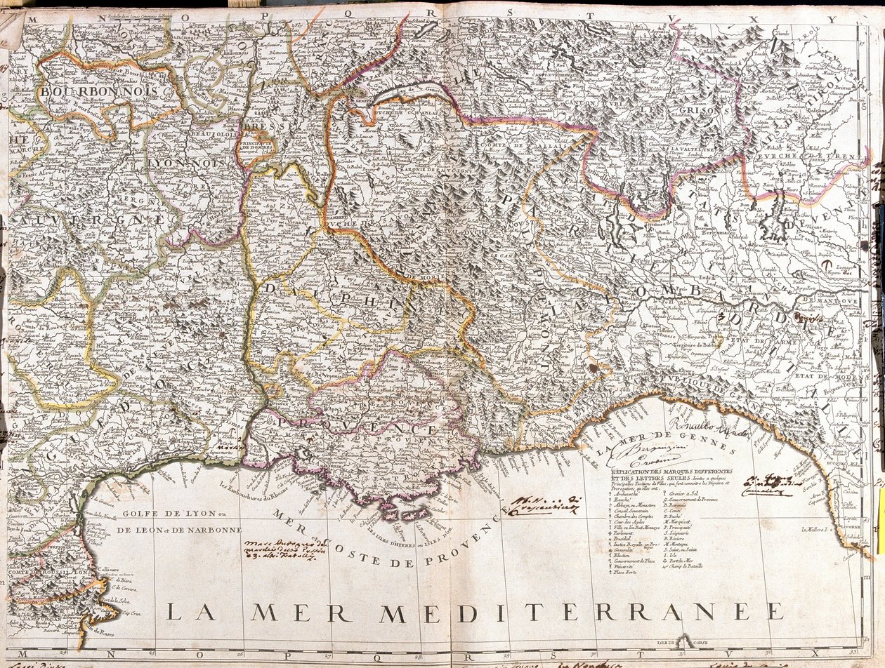 Kart over Dauphine og Provence (Frankrike) (Gravering av Jean Baptiste Nolin