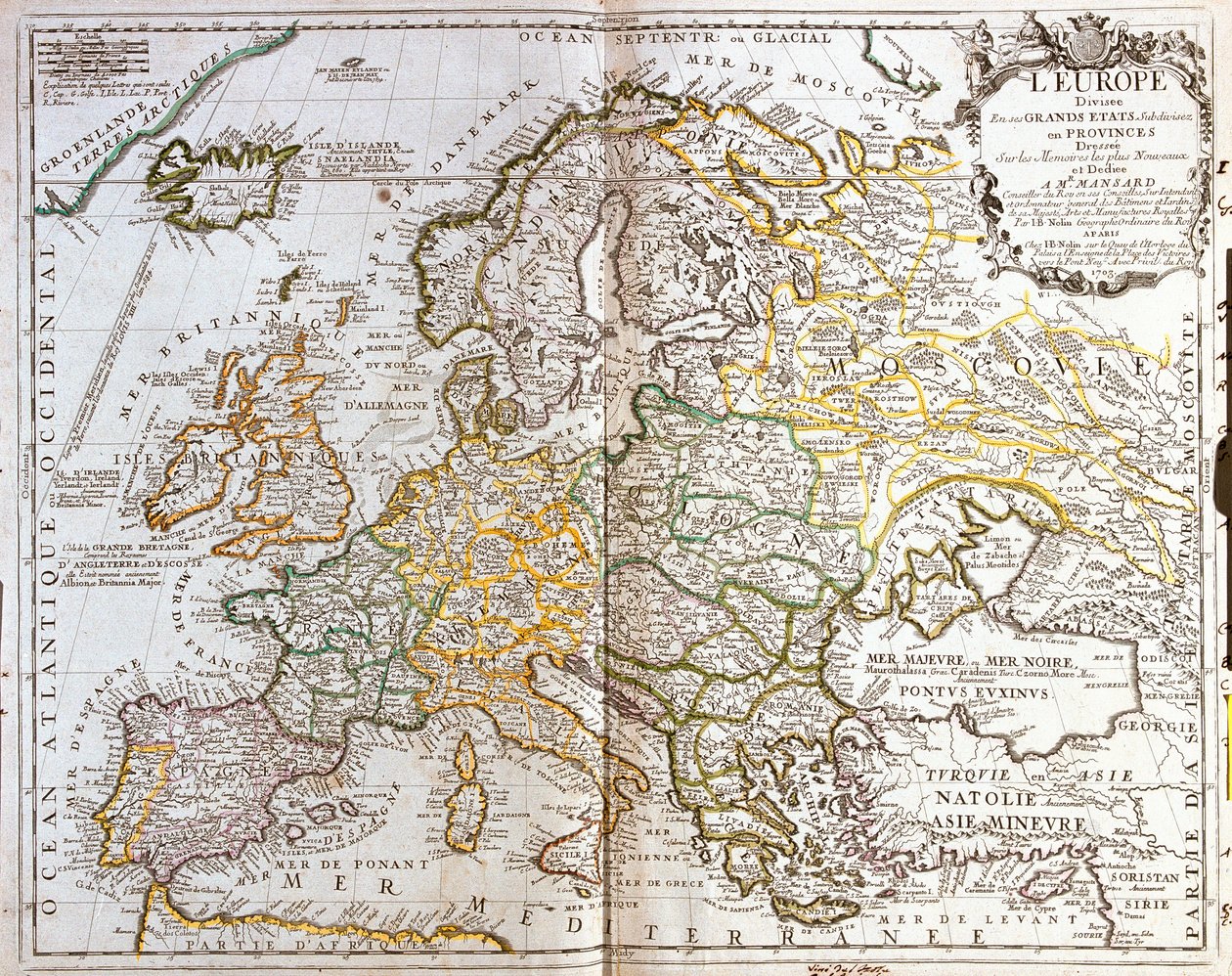 Kart over Europa av Jean Baptiste Nolin