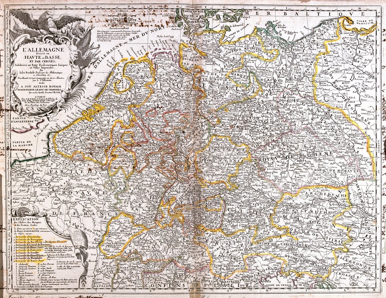 Kart over Tyskland (1703) (Gravering av Jean Baptiste Nolin