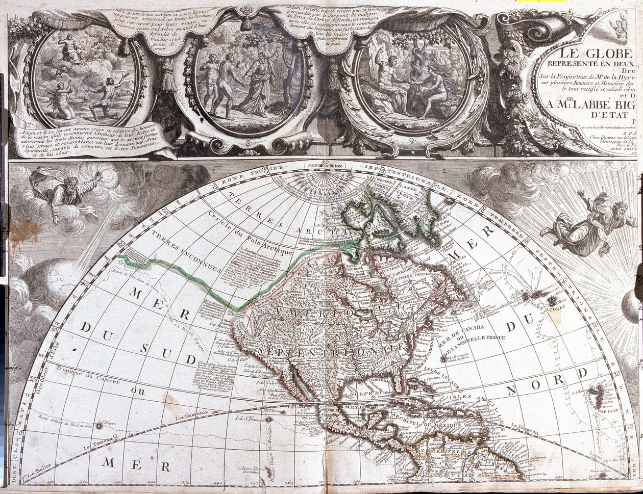Kart over Nord-Amerika av Jean Baptiste Nolin