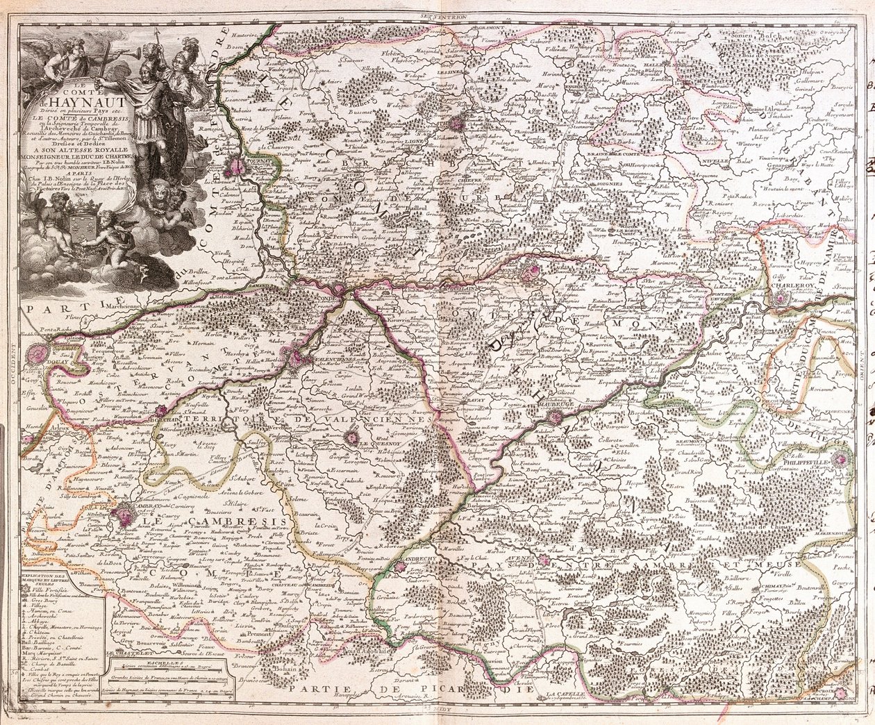 Kart over fylket Hainaut (Belgia) (gravering av Jean Baptiste Nolin