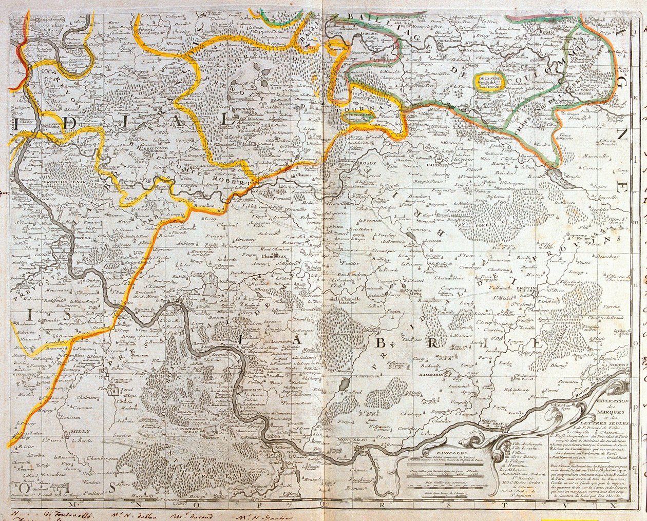 Kart over øst for Ile de France av Jean Baptiste Nolin