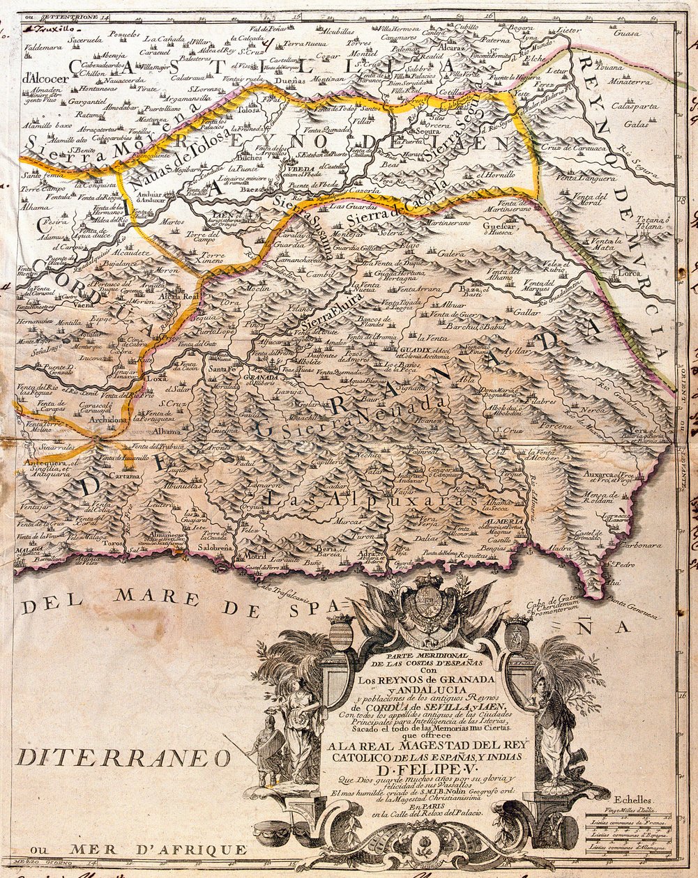 Kart over Granada-provinsen (Spania) (Gravering av Jean Baptiste Nolin