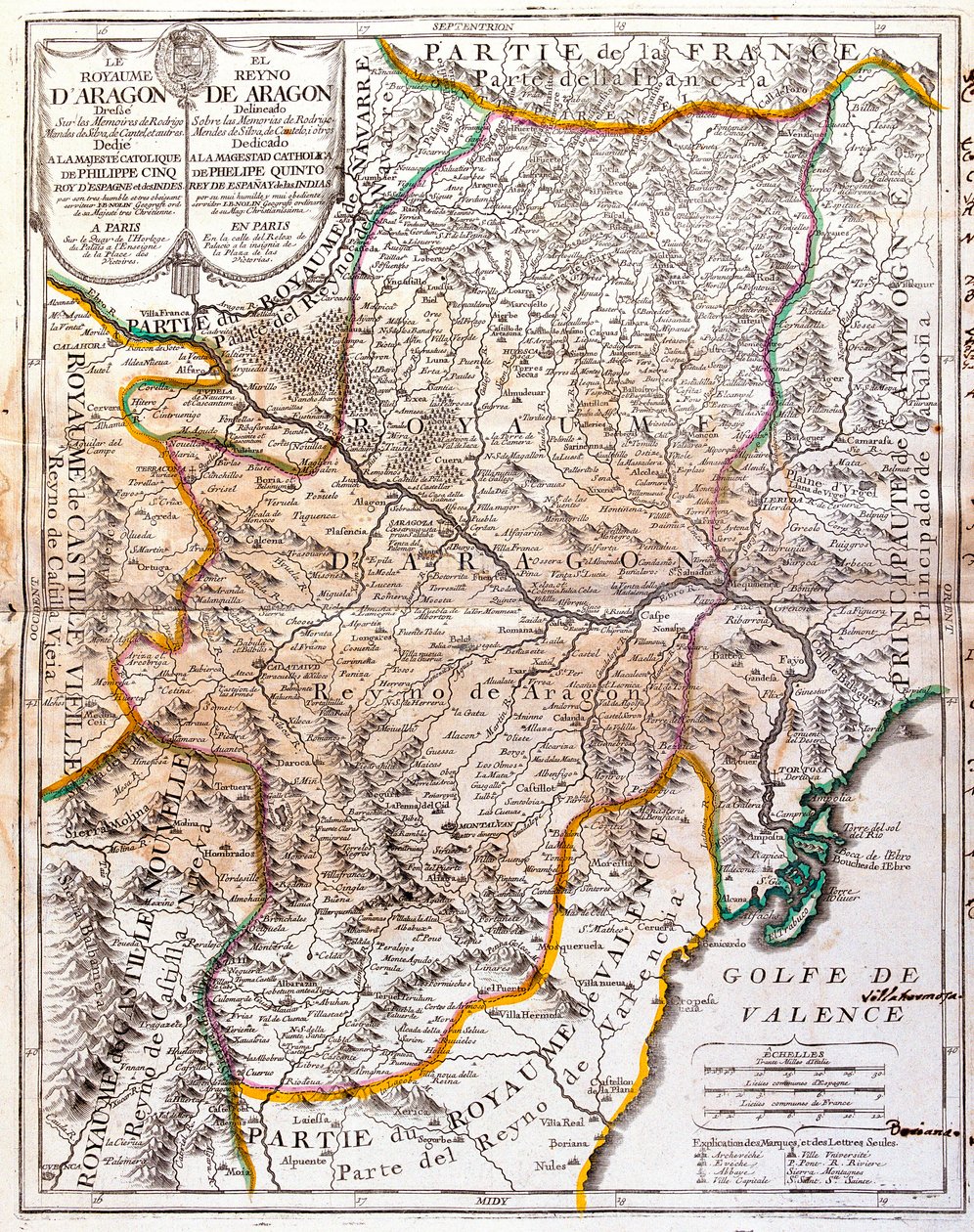 Kart over kongeriket Aragon (Spania) (gravering av Jean Baptiste Nolin