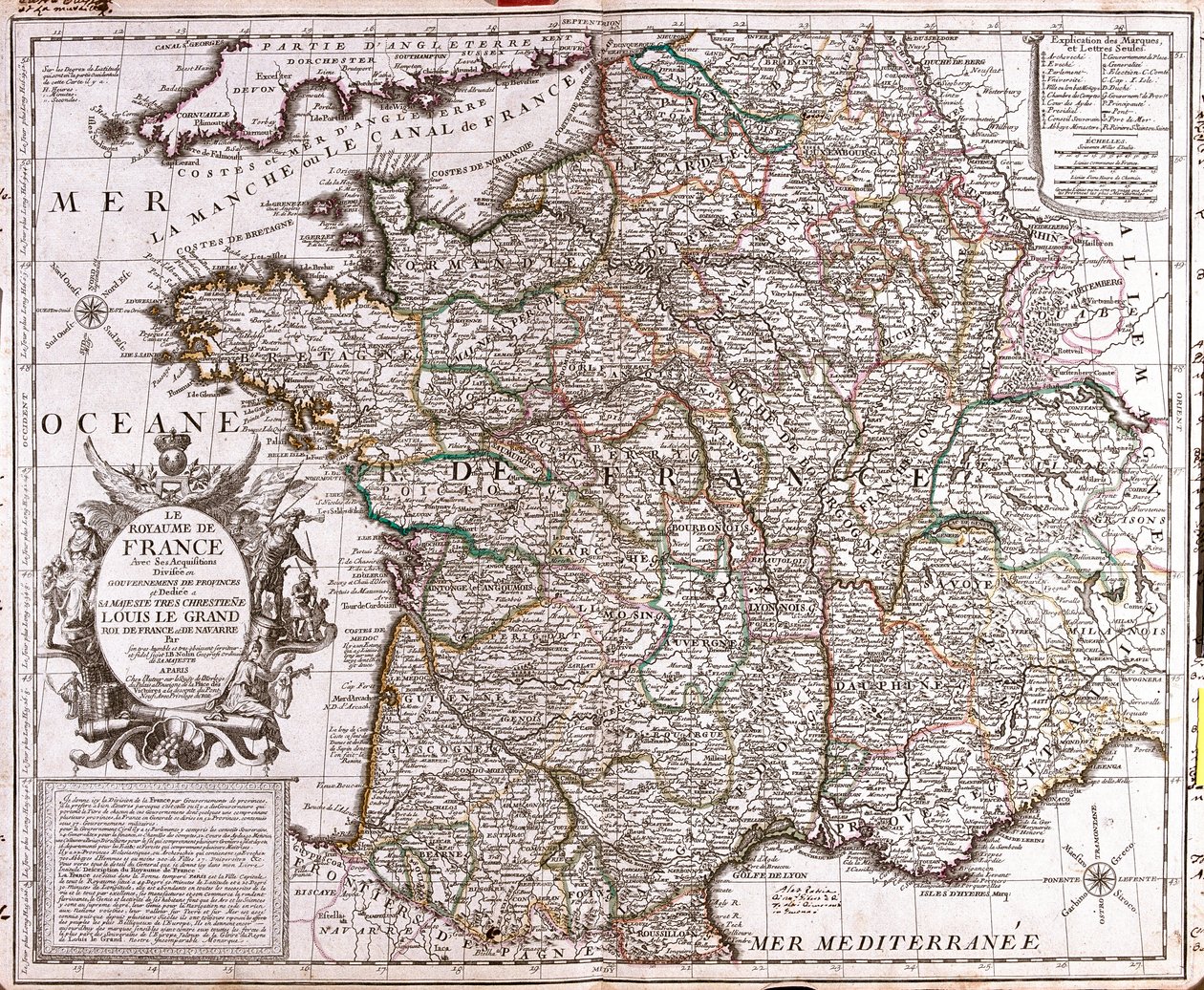 Kart over kongeriket Frankrike (Gravering av Jean Baptiste Nolin