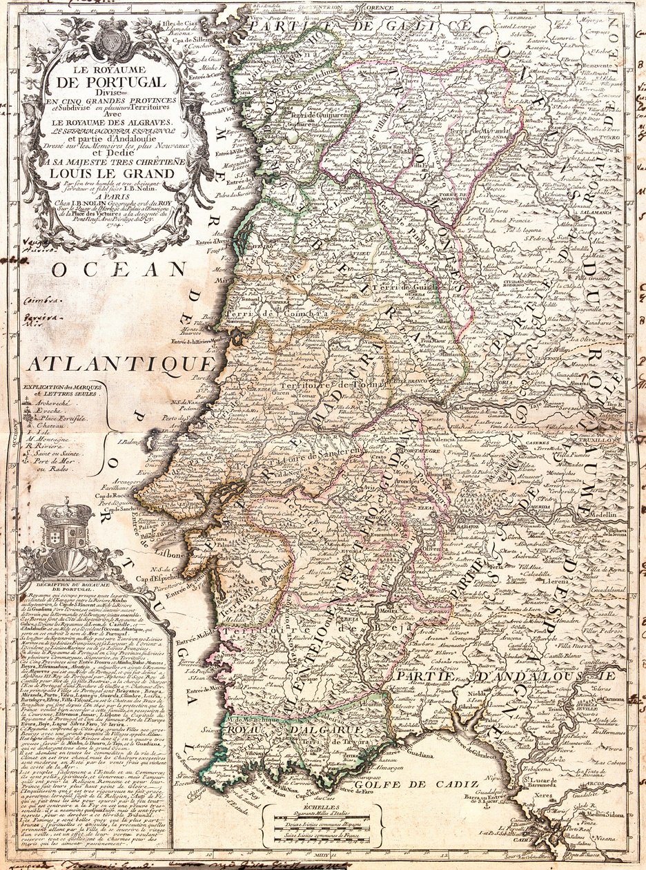 Kart over kongeriket Portugal (Gravering av Jean Baptiste Nolin