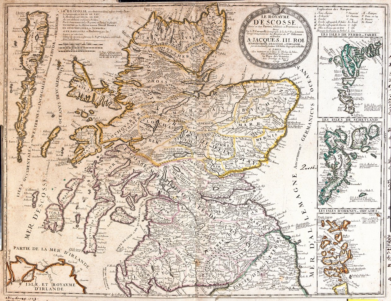Kart over kongeriket Skottland, under regjeringen til James II av Jean Baptiste Nolin
