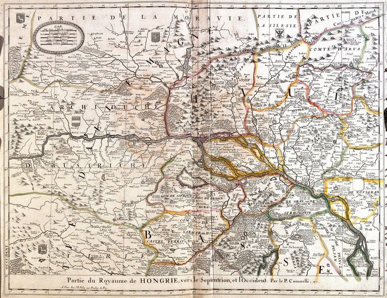Kart over den nordvestlige delen av kongeriket Ungarn (gravering av Jean Baptiste Nolin