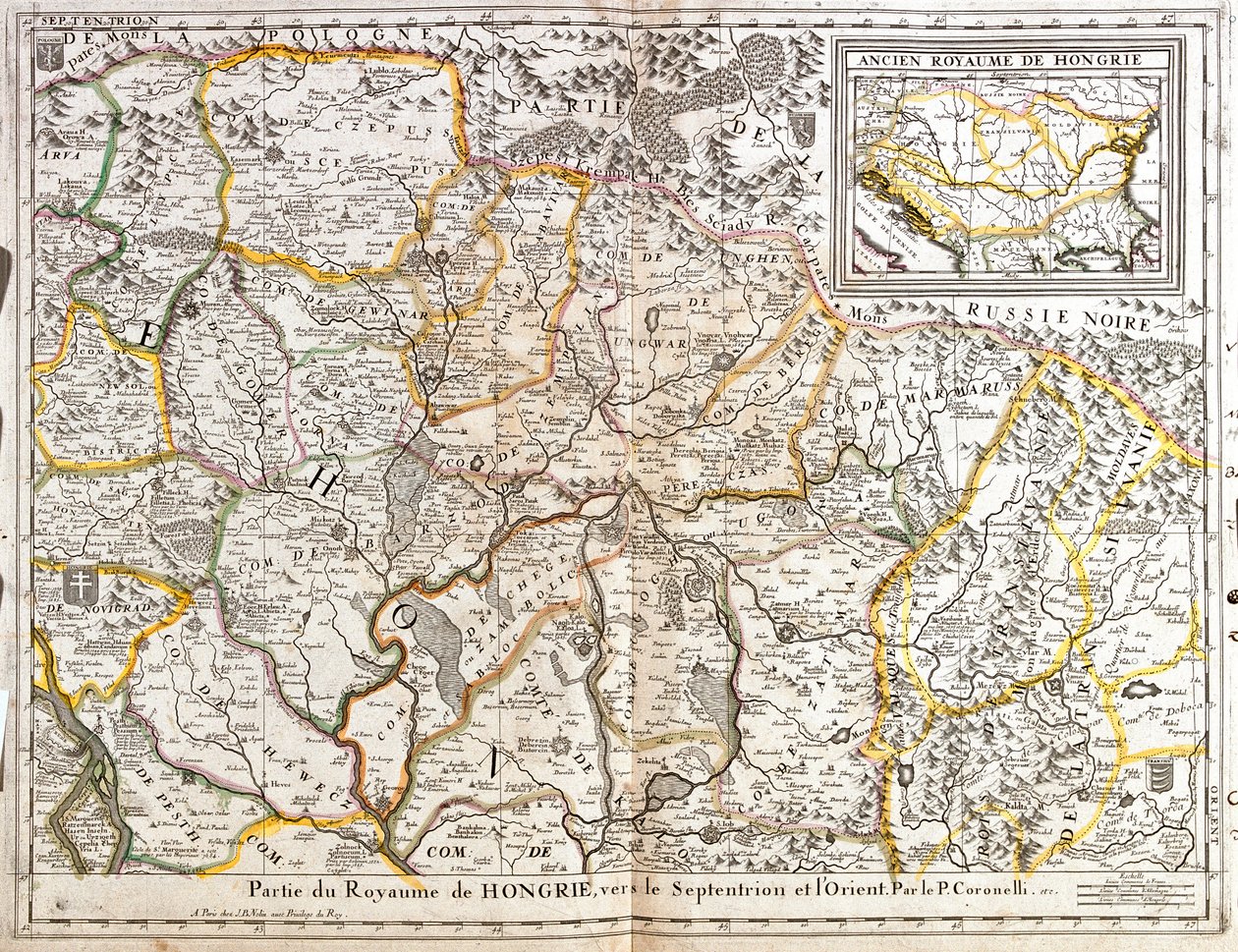 Kart over den nord-orientalske delen av kongeriket Ungarn (gravering av Jean Baptiste Nolin