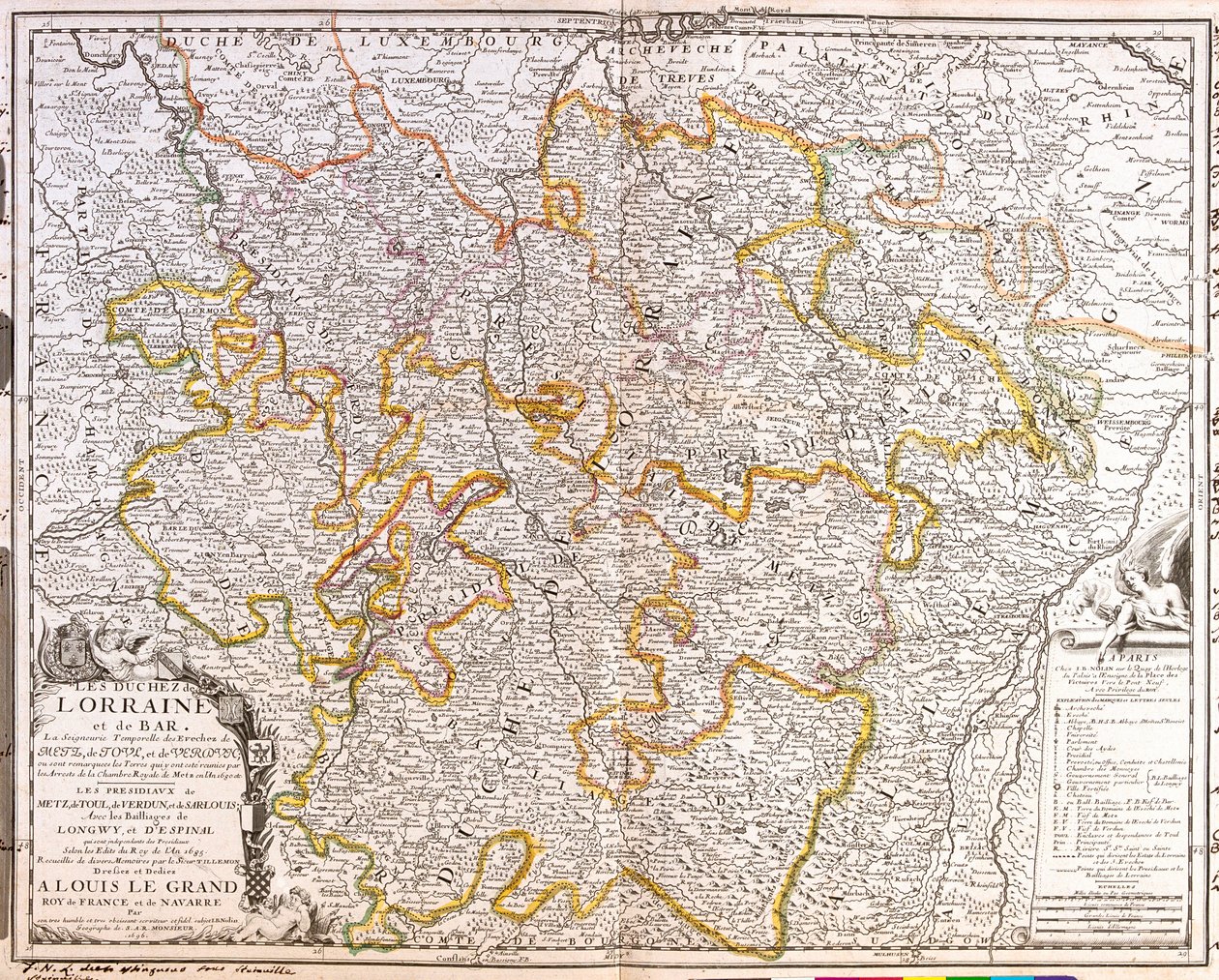 Kart over provinsen Lorraine (Frankrike) (Gravering av Jean Baptiste Nolin