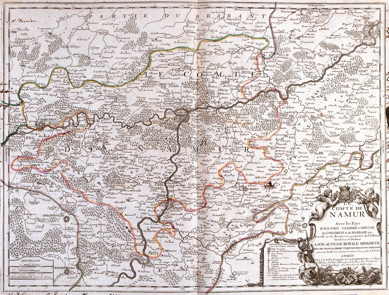 Kart over provinsen Namur (Belgia) (gravering av Jean Baptiste Nolin