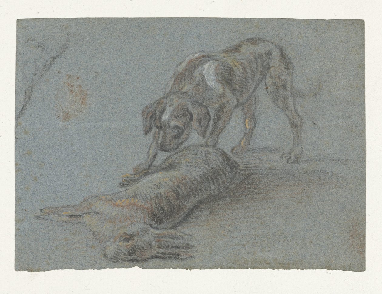 Hund med en skutt hare av Jean Baptiste Oudry (possibly)
