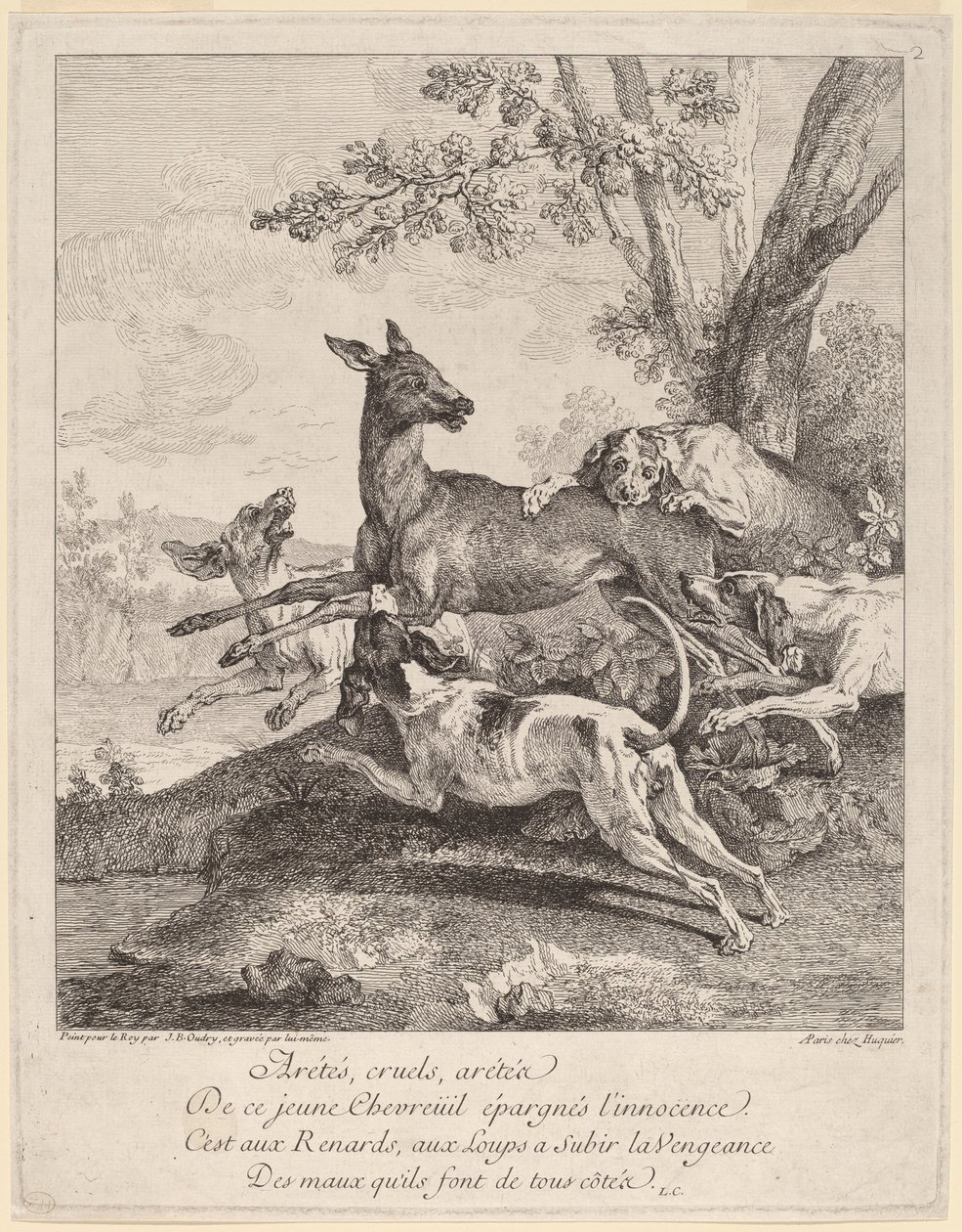 En hjort angrepet av hunder av Jean Baptiste Oudry