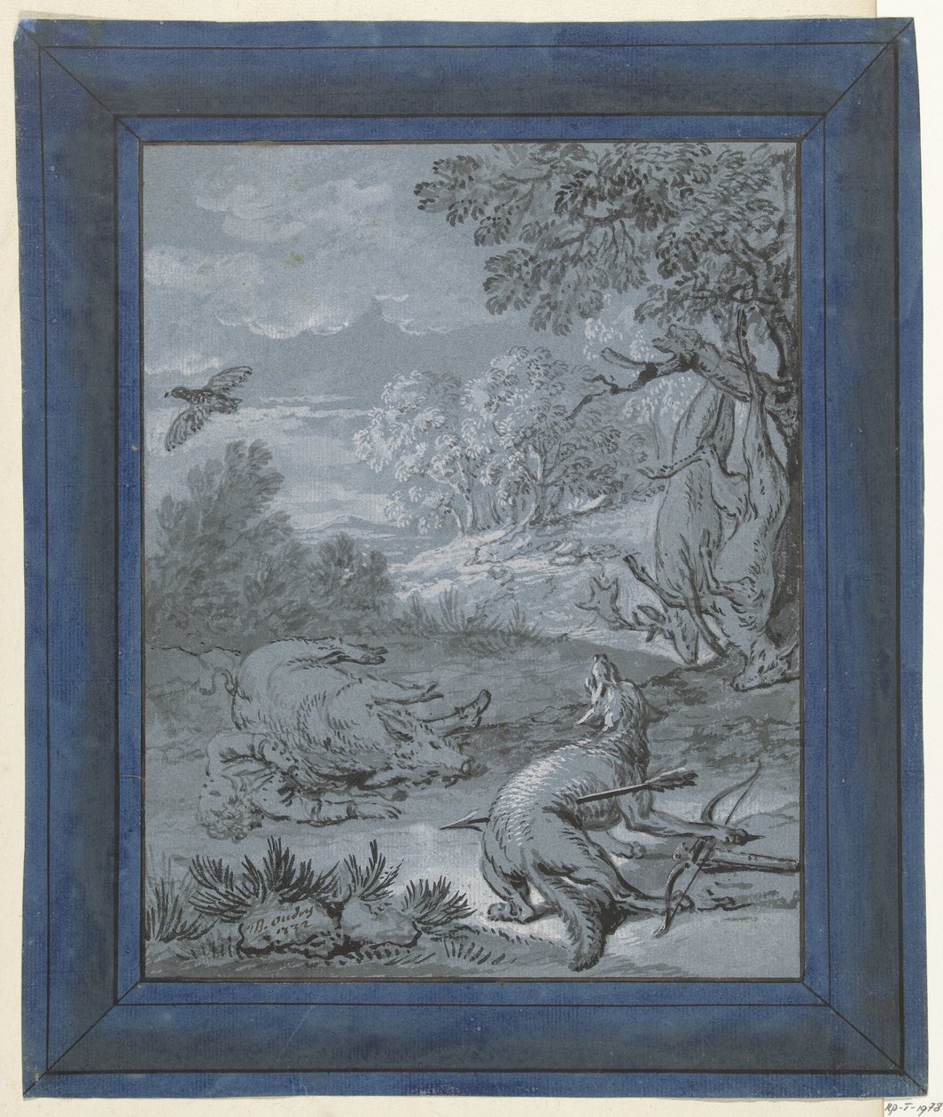 Ulven og jegeren / Le Loup et le Chasseur Illustrasjoner for fabler av Jean de la Fontaine (serietittel) av Jean Baptiste Oudry