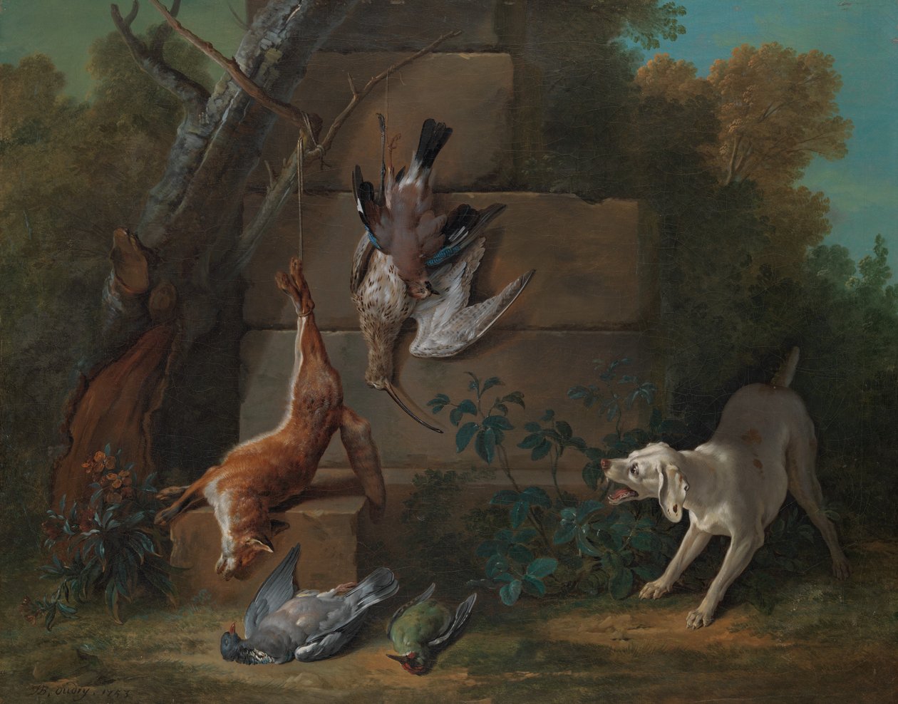 Dog Guarding Dead Game, 1753. av Jean Baptiste Oudry