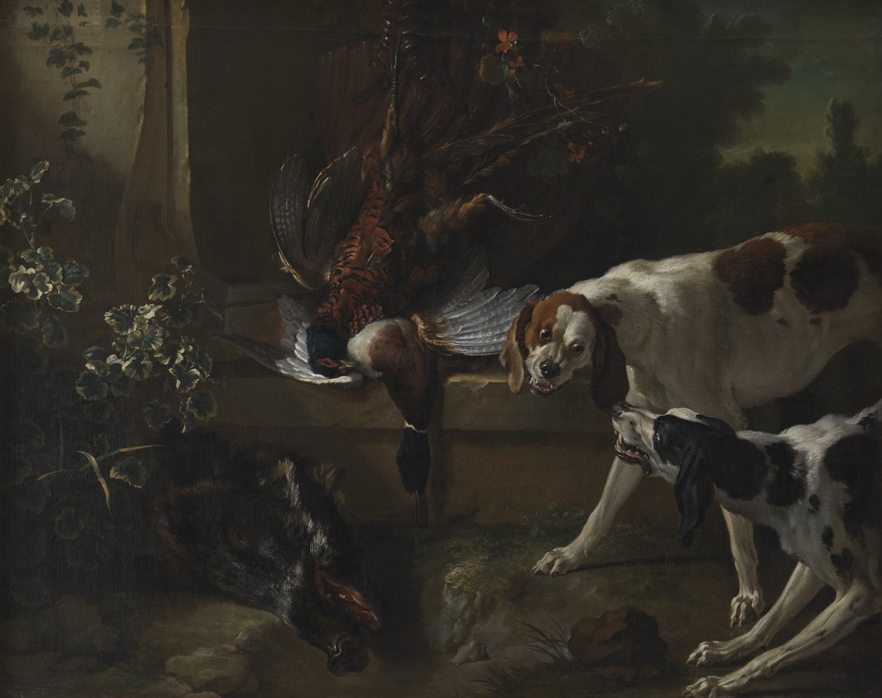 Hunder med villfugl og vilt av Jean Baptiste Oudry