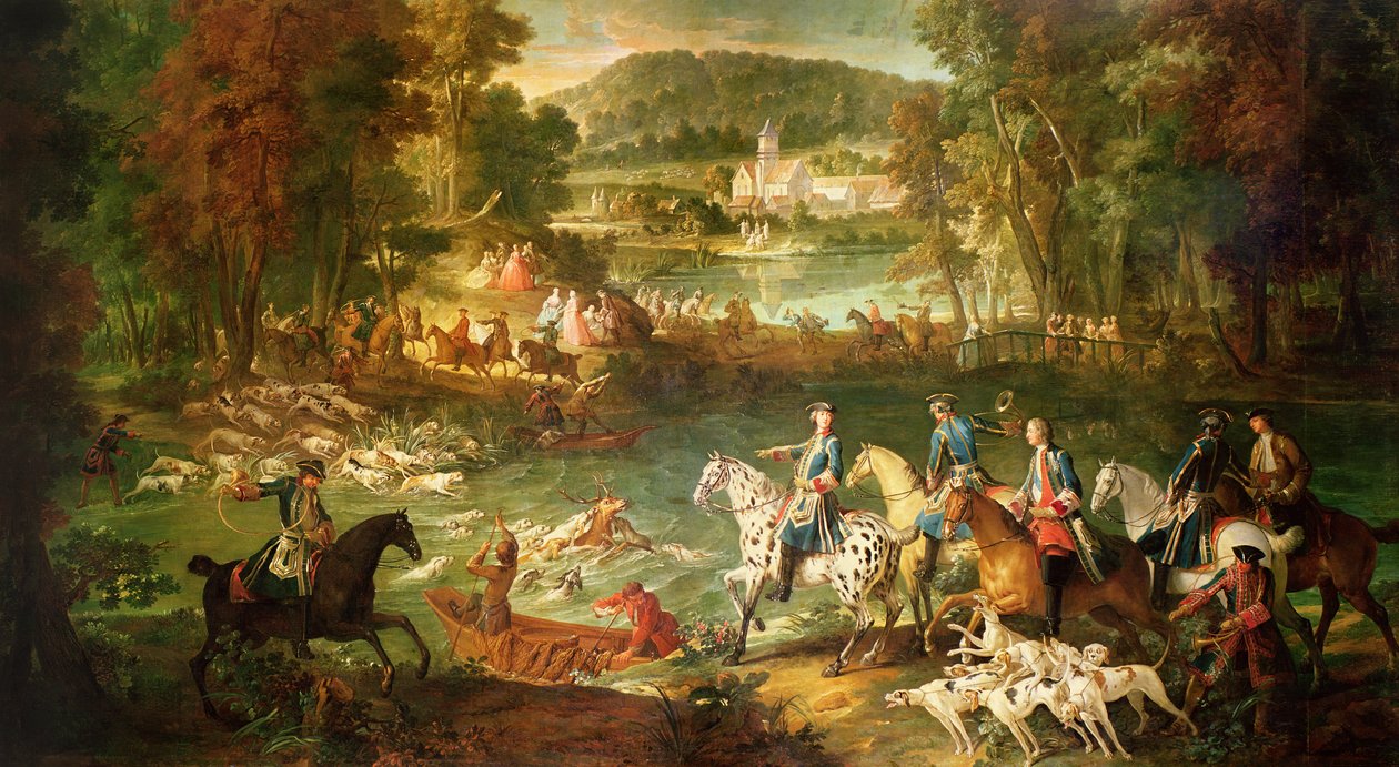 Jakt ved Saint-Jean-dammen i Compiegne-skogen, før 1734 av Jean Baptiste Oudry